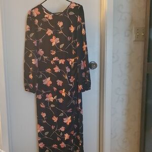 MINKPINK Black Dress with Pink Floral Design